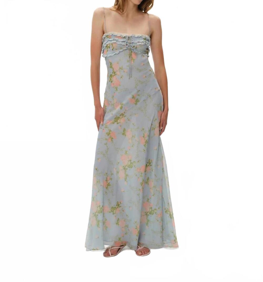 NEW FOR LOVE & LEMONS natalie maxi dress in blue floral